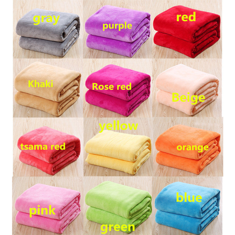 Solid Color Ultra Soft Warm Double Faced Travel Thickened Flannel Throw Fleece Blanket Rug Bed Sofa Couch Pad Christmas gift