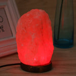 Load image into Gallery viewer, USB Salt Lamp Natural Shape Hand Carved Wooden Base Crystal Rock Colors Changing Night Light
