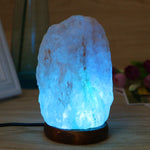 Load image into Gallery viewer, USB Salt Lamp Natural Shape Hand Carved Wooden Base Crystal Rock Colors Changing Night Light
