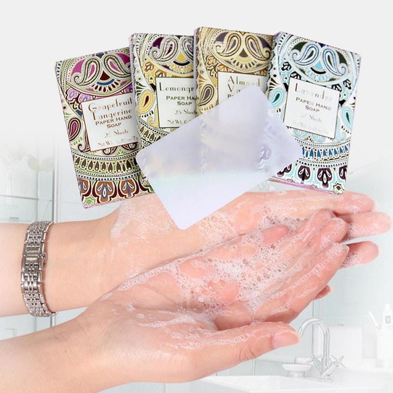 25pcs Outdoor travel wash your hands with paper towels for cleaning incense slices disposable soapbox portable soap mini-soap