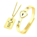 Load image into Gallery viewer, Set of Jewelry: Lock Key Bracelet &amp; Necklace
