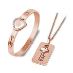 Load image into Gallery viewer, Set of Jewelry: Lock Key Bracelet &amp; Necklace
