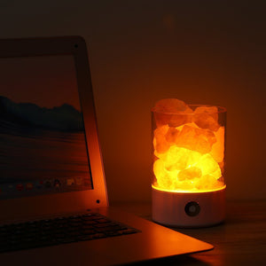 USB Real Himalayas Salt Crystal Rock Lamp Good for Health Small Mineral Negative Ionic Stone Lava Salt Night Light for Bedroom