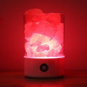 USB Real Himalayas Salt Crystal Rock Lamp Good for Health Small Mineral Negative Ionic Stone Lava Salt Night Light for Bedroom