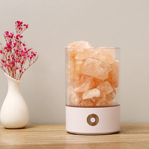 USB Real Himalayas Salt Crystal Rock Lamp Good for Health Small Mineral Negative Ionic Stone Lava Salt Night Light for Bedroom