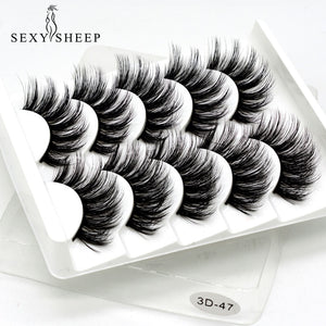 3D Mink Hair False Eyelashes Natural / Thick Long, 5 pairs