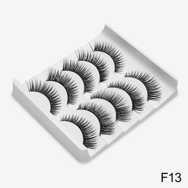 3D Mink Hair False Eyelashes Natural / Thick Long, 5 pairs