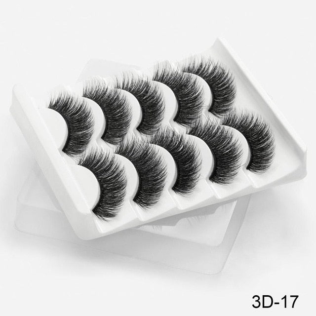 3D Mink Hair False Eyelashes Natural / Thick Long, 5 pairs