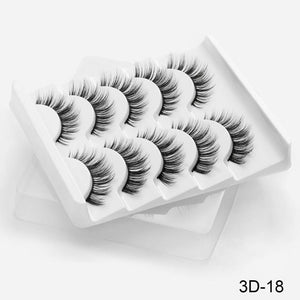 3D Mink Hair False Eyelashes Natural / Thick Long, 5 pairs