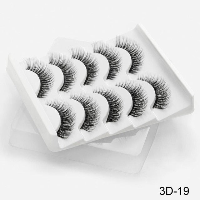 3D Mink Hair False Eyelashes Natural / Thick Long, 5 pairs