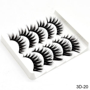 3D Mink Hair False Eyelashes Natural / Thick Long, 5 pairs