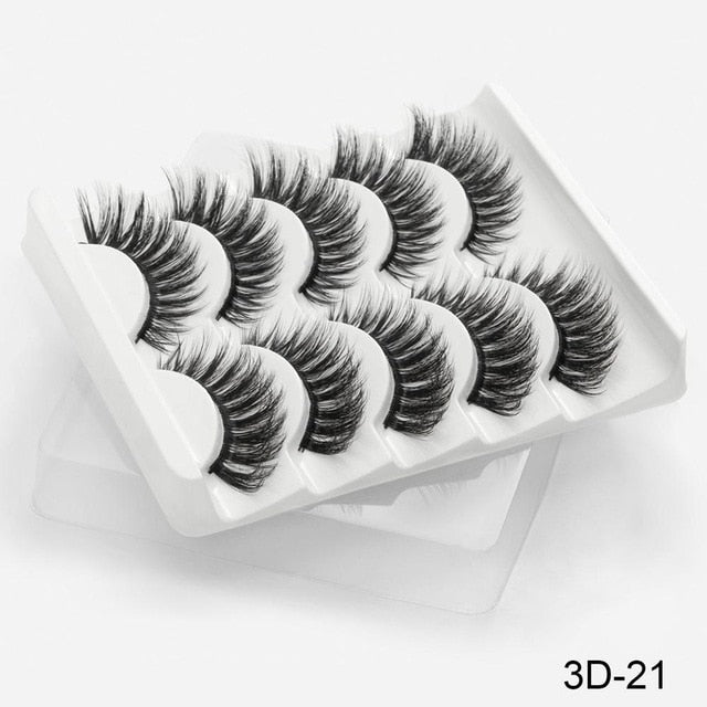 3D Mink Hair False Eyelashes Natural / Thick Long, 5 pairs