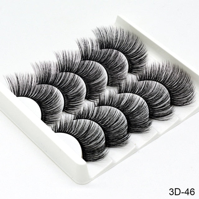 3D Mink Hair False Eyelashes Natural / Thick Long, 5 pairs