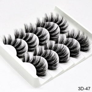 3D Mink Hair False Eyelashes Natural / Thick Long, 5 pairs