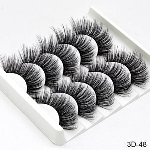 3D Mink Hair False Eyelashes Natural / Thick Long, 5 pairs