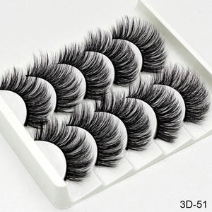 3D Mink Hair False Eyelashes Natural / Thick Long, 5 pairs