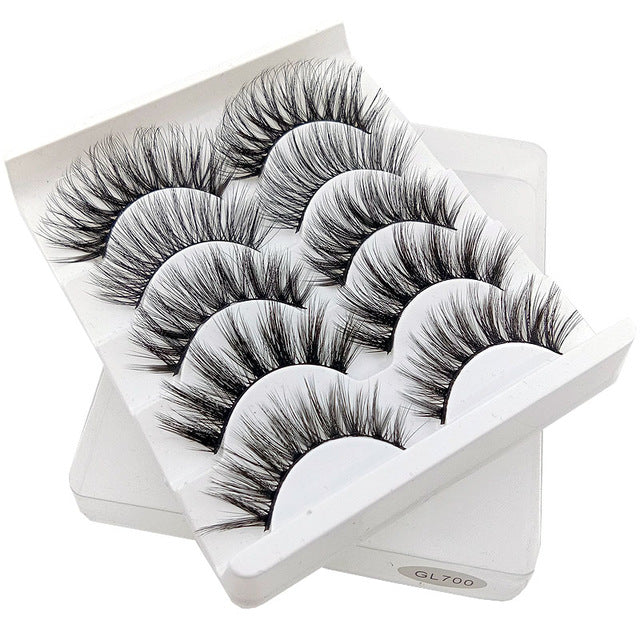 3D Mink Hair False Eyelashes Natural / Thick Long, 5 pairs