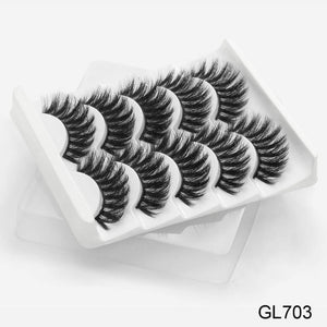 3D Mink Hair False Eyelashes Natural / Thick Long, 5 pairs