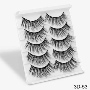 3D Mink Hair False Eyelashes Natural / Thick Long, 5 pairs