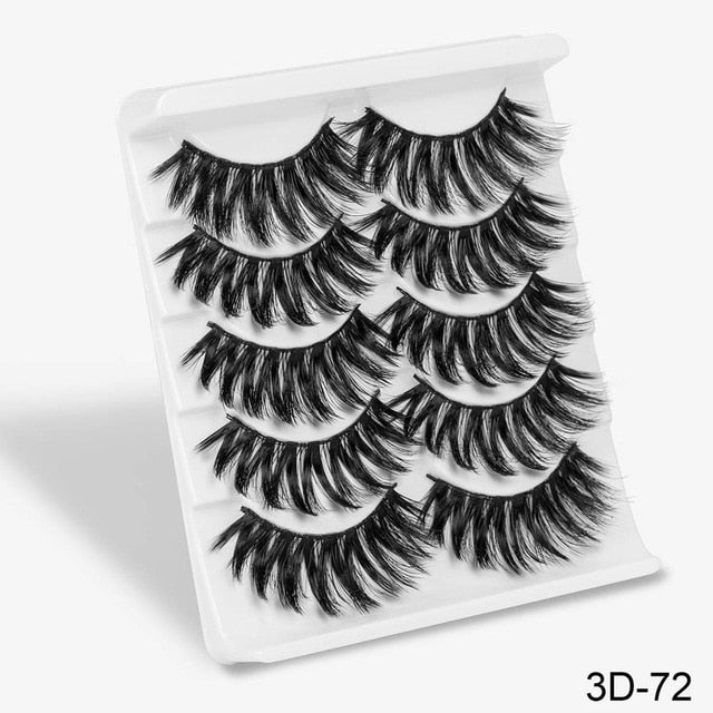 3D Mink Hair False Eyelashes Natural / Thick Long, 5 pairs