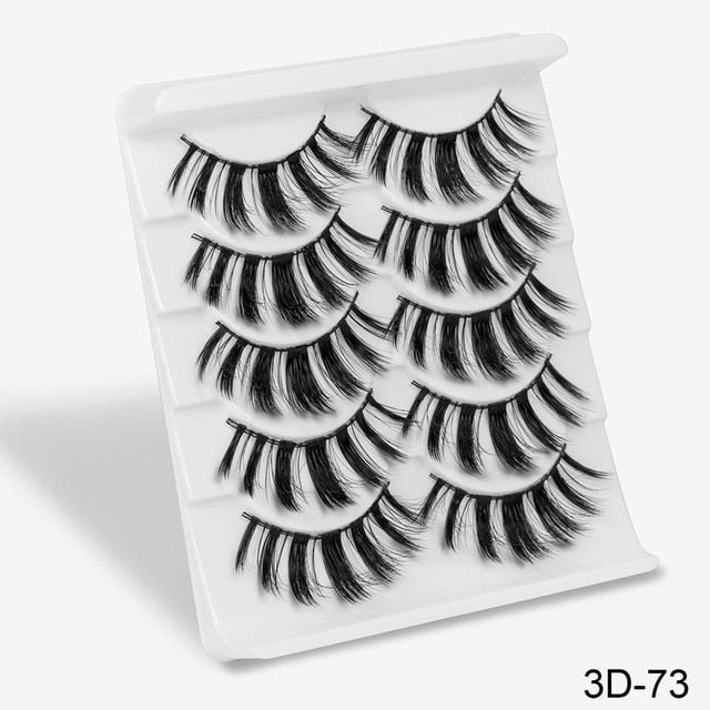 3D Mink Hair False Eyelashes Natural / Thick Long, 5 pairs