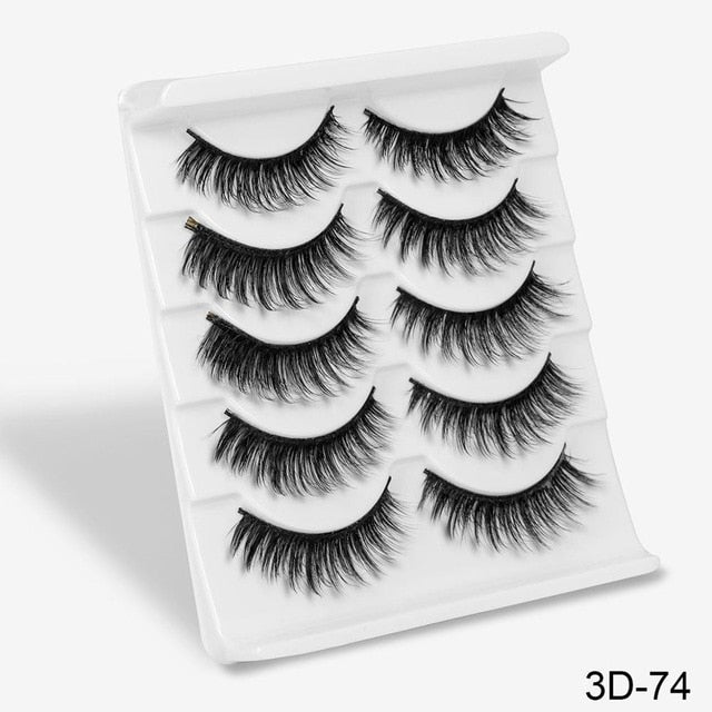 3D Mink Hair False Eyelashes Natural / Thick Long, 5 pairs