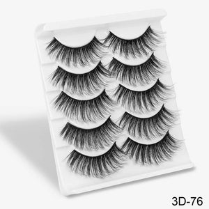 3D Mink Hair False Eyelashes Natural / Thick Long, 5 pairs