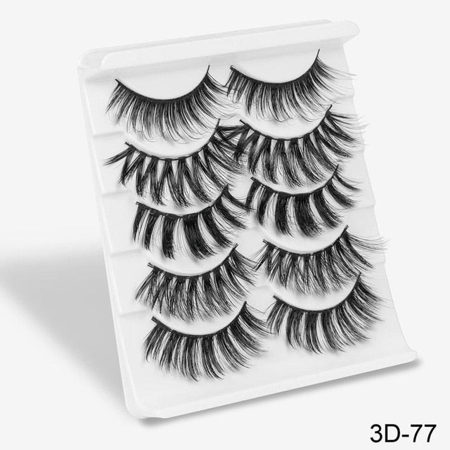 3D Mink Hair False Eyelashes Natural / Thick Long, 5 pairs