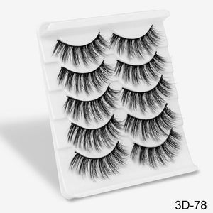 3D Mink Hair False Eyelashes Natural / Thick Long, 5 pairs