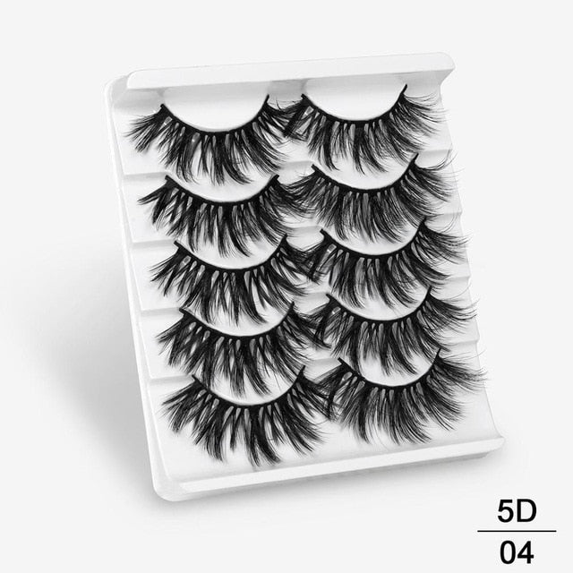 3D Mink Hair False Eyelashes Natural / Thick Long, 5 pairs