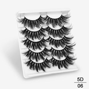 3D Mink Hair False Eyelashes Natural / Thick Long, 5 pairs