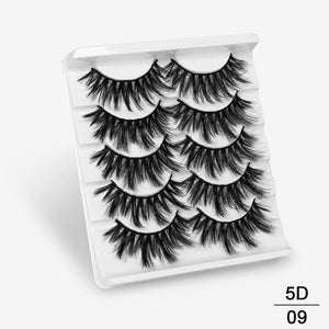 3D Mink Hair False Eyelashes Natural / Thick Long, 5 pairs