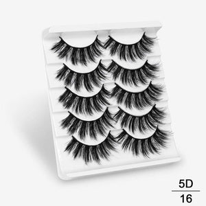 3D Mink Hair False Eyelashes Natural / Thick Long, 5 pairs