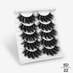 3D Mink Hair False Eyelashes Natural / Thick Long, 5 pairs