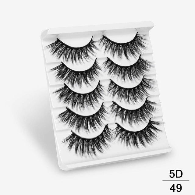 3D Mink Hair False Eyelashes Natural / Thick Long, 5 pairs