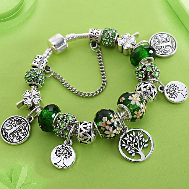 Tibetan Silver Tree of Life Bead Bracelet