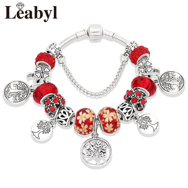 Tibetan Silver Tree of Life Bead Bracelet