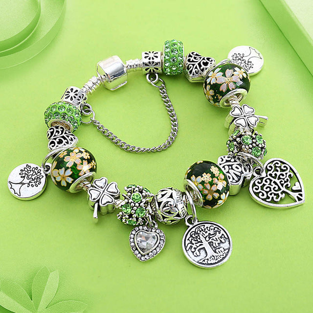 Tibetan Silver Tree of Life Bead Bracelet