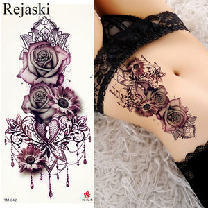 Temporary Purple Rose Tattoo