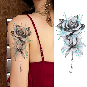 Temporary Purple Rose Tattoo