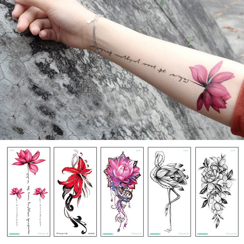 Temporary Tattoo Colorful Flowers