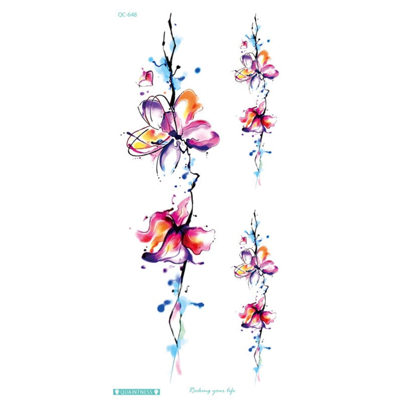 Temporary Tattoo Colorful Flowers