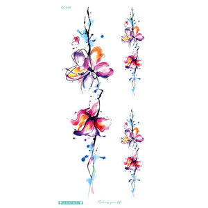 Temporary Tattoo Colorful Flowers