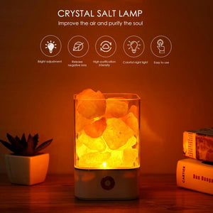 USB Crystal Light Natural Himalayan Salt Lamp Led Lamp Air Purifier Indoor Warm Light Table Bedroom Lava Lamp