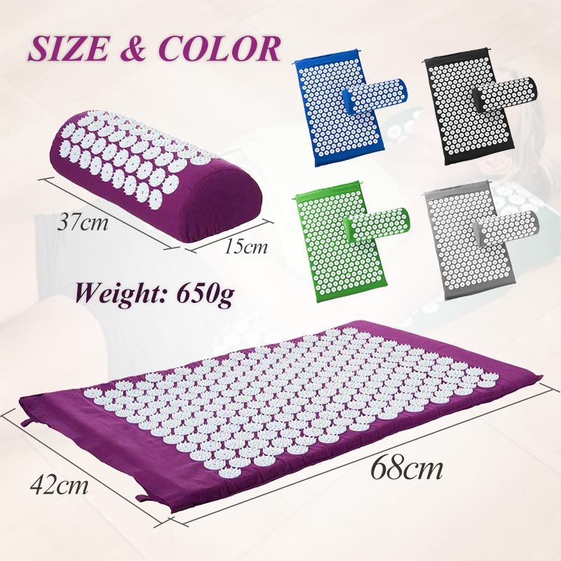 Massage Mat Acupressure Mat 68cm*42cmCushion Mat Relieve Back Body Pain Spike Yoga Mat Pillow