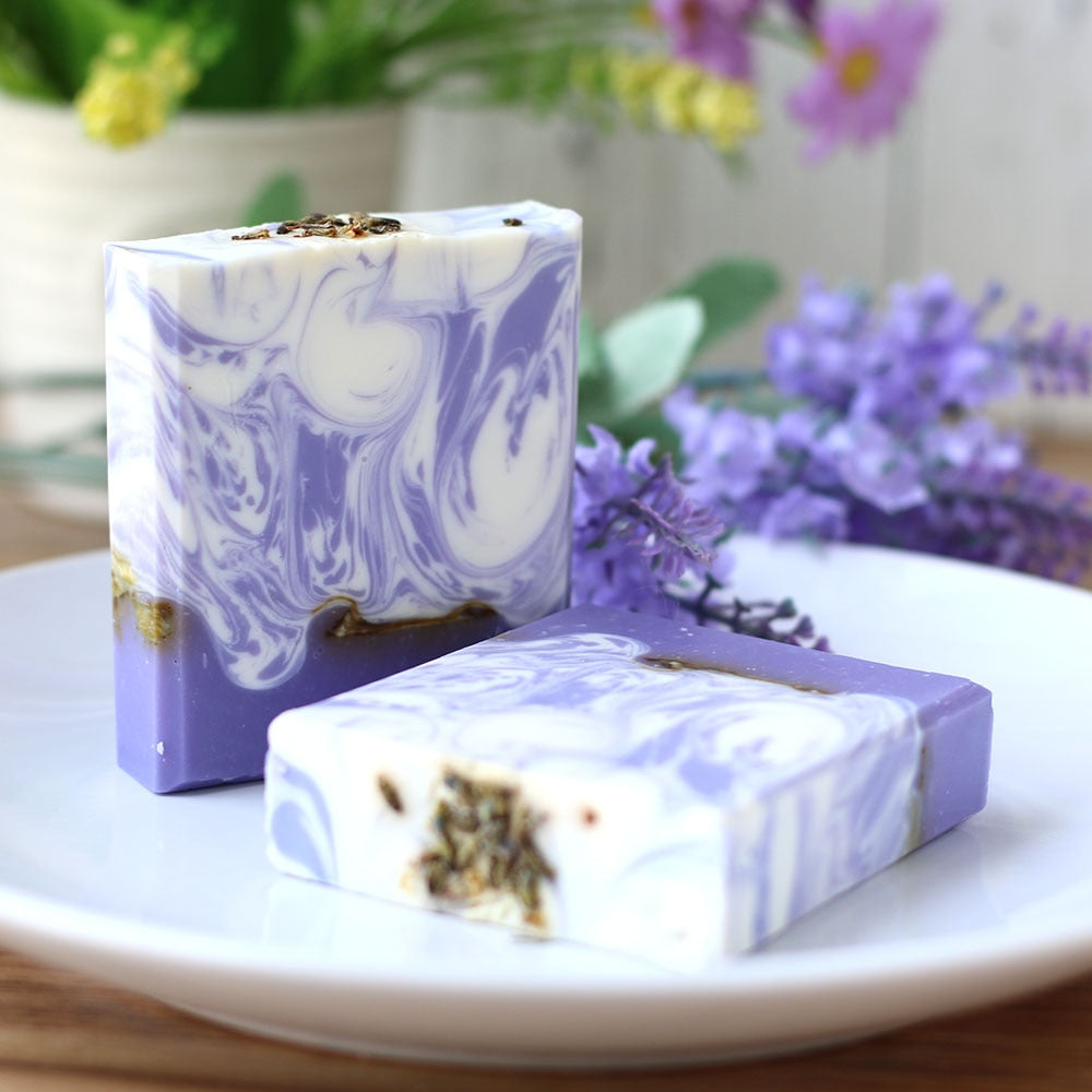 Lavender Handmade Soap Petal Milk Bath Face Soap Skin Moisturizing Deep Cleaning Soap