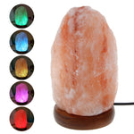 Load image into Gallery viewer, USB Salt Lamp Natural Shape Hand Carved Wooden Base Crystal Rock Colors Changing Night Light
