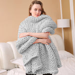 Load image into Gallery viewer, New Nordic Hand Chunky Wool Knitted Blanket Bulky Knitting Throw Blankets Home Textile Warm Chunky Knit Blanket Bulky Sofa Throw
