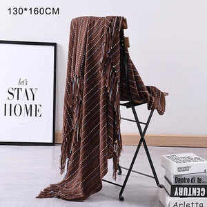 56   solid knitted Waffle plaid blanket with Tassel nordic modern Soft blanket for bed Chair sofa couch home nap blanket gray