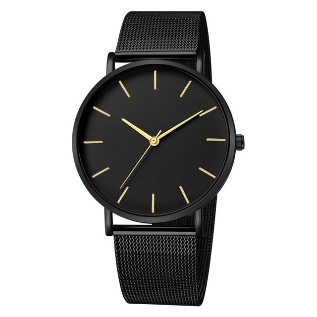 Minimalist Men Fashion Ultra Thin Watches Simple Men Business Stainless Steel Mesh Belt Quartz Watch Relogio Masculino